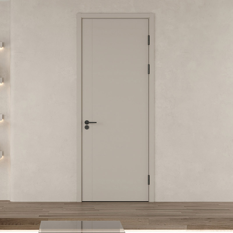 混油平板浅雕门+实木复合门套