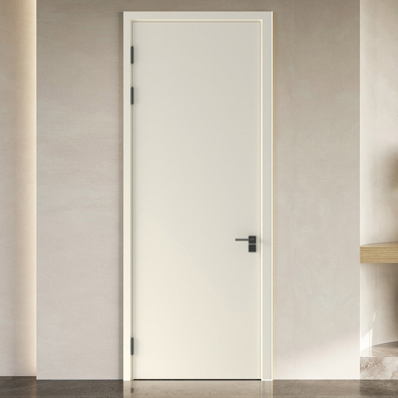 混油平板浅雕门+实木复合门套