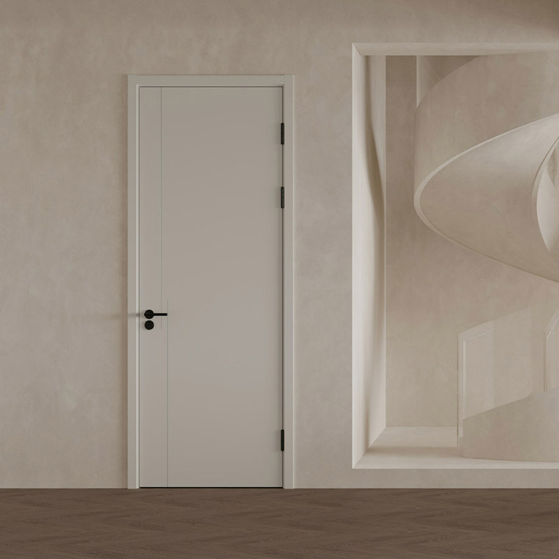 混油平板浅雕门+实木复合门套