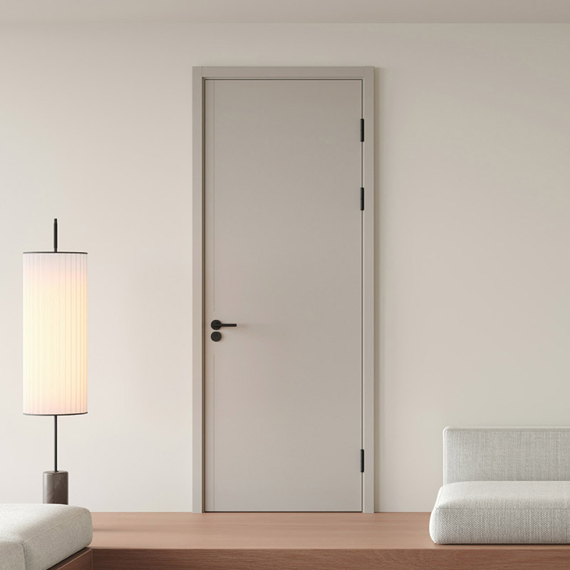 混油平板浅雕门+实木复合门套