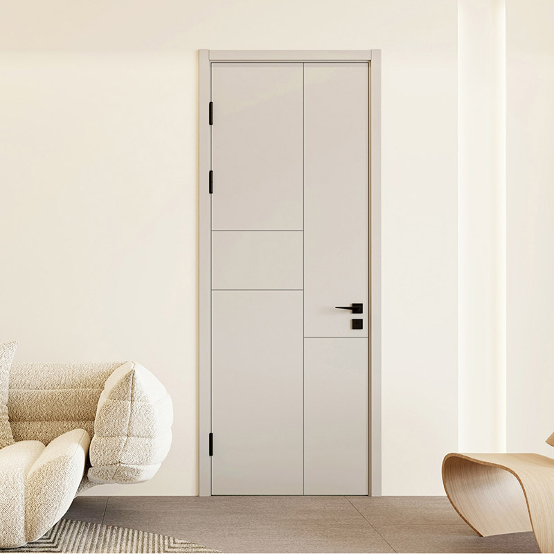 混油平板浅雕门+实木复合门套