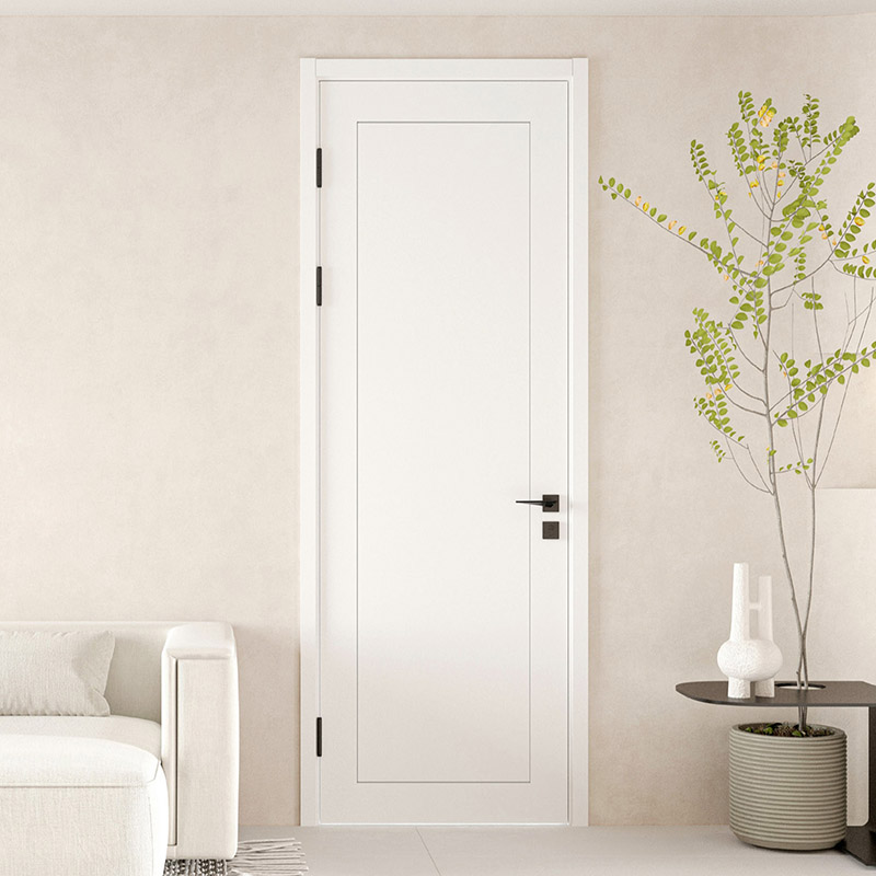 混油平板浅雕门+实木复合门套